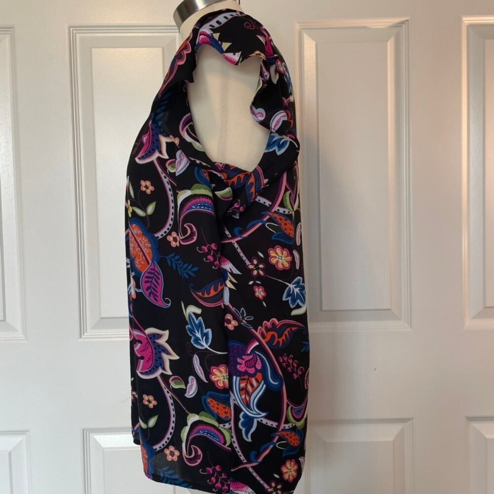 Philosophy Floral V-neck Cap Flutter Sleeve Blouse Womens Medium - Picture 3 of 7